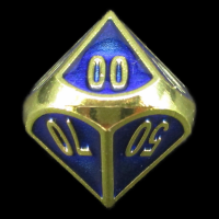 CLEARANCE TDSO Metal Fire Forge Gold & Blue Enamel Percentile Dice - Discontinued 33% Off