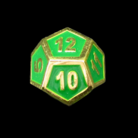 TDSO Metal Fire Forge Gold & Green Enamel D12 Dice