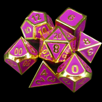 TDSO Metal Fire Forge Gold & Purple Enamel 7 Dice Polyset