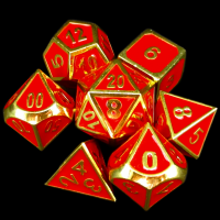 TDSO Metal Fire Forge Gold & Red Enamel 7 Dice Polyset