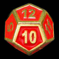 TDSO Metal Fire Forge Gold & Red Enamel D12 Dice