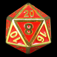 TDSO Metal Fire Forge Gold & Red Enamel D20 Dice