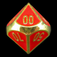 TDSO Metal Fire Forge Gold & Red Enamel Percentile Dice