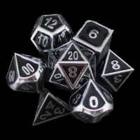 TDSO Metal Fire Forge Silver & Black Enamel 7 Dice Polyset
