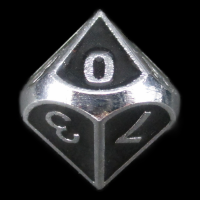 TDSO Metal Fire Forge Silver & Black Enamel D10 Dice