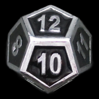 TDSO Metal Fire Forge Silver & Black Enamel D12 Dice