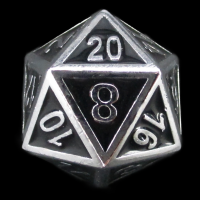 TDSO Metal Fire Forge Silver & Black Enamel D20 Dice