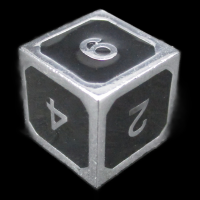 TDSO Metal Fire Forge Silver & Black Enamel D6 Dice