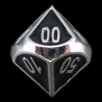 TDSO Metal Fire Forge Silver & Black Enamel Percentile Dice