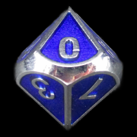 TDSO Metal Fire Forge Silver & Blue Enamel D10 Dice