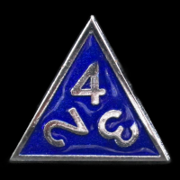 TDSO Metal Fire Forge Silver & Blue Enamel D4 Dice