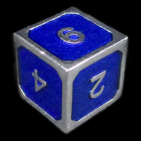 TDSO Metal Fire Forge Silver & Blue Enamel D6 Dice