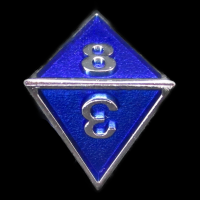 TDSO Metal Fire Forge Silver & Blue Enamel D8 Dice