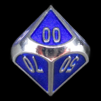 TDSO Metal Fire Forge Silver & Blue Enamel Percentile Dice