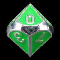 TDSO Metal Fire Forge Silver & Green Enamel D10 Dice
