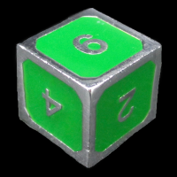TDSO Metal Fire Forge Silver & Green Enamel D6 Dice