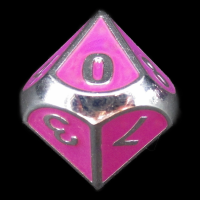 TDSO Metal Fire Forge Silver & Purple Enamel D10 Dice