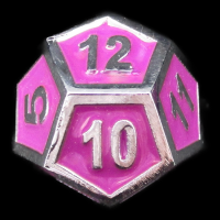 TDSO Metal Fire Forge Silver & Purple Enamel D12 Dice