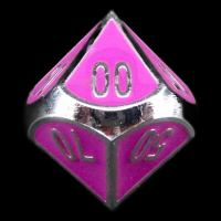 TDSO Metal Fire Forge Silver & Purple Enamel Percentile Dice