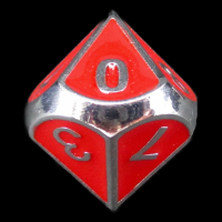 TDSO Metal Fire Forge Silver & Red Enamel D10 Dice