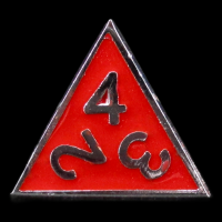 TDSO Metal Fire Forge Silver & Red Enamel D4 Dice