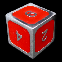 TDSO Metal Fire Forge Silver & Red Enamel D6 Dice