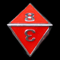 TDSO Metal Fire Forge Silver & Red Enamel D8 Dice