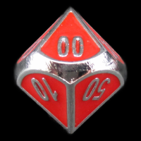 TDSO Metal Fire Forge Silver & Red Enamel Percentile Dice