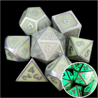 TDSO Metal Fire Forge Steel & Green Glow In The Dark 7 Dice Polyset