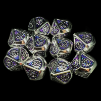 CLEARANCE TDSO Metal Gears Silver & Purple Mica 10 x D10 Dice Set - Discontinued 33% Off