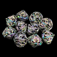 CLEARANCE TDSO Metal Hollow Dragon Iridescent 10 x D10 Dice Set - Discontinued 33% Off
