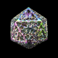 TDSO Metal Hollow Dragon Cage Iridescent D20 Dice