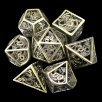 TDSO Metal Hollow Dragon Horde Antique Bronze 7 Dice Polyset