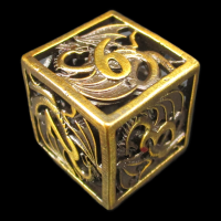 TDSO Metal Hollow Dragon Horde Antique Gold D6 Dice