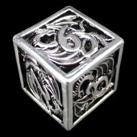 TDSO Metal Hollow Dragon Horde Bright  Silver & Gold D6 Dice