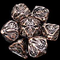 TDSO Metal Hollow Skeleton Antique Copper 7 Dice Polyset