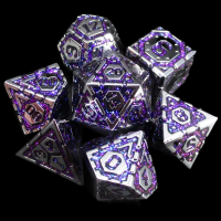 TDSO Metal Magic Shield Silver & Purple Mica 7 Dice Polyset