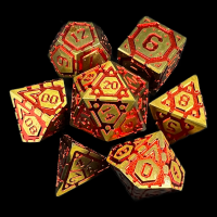 TDSO Metal Magic Shield Gold & Amber 7 Dice Polyset