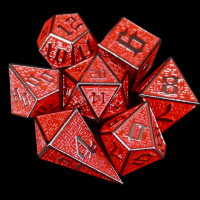 TDSO Metal Maze Black Nickel & Red With D4 Shard 7 Dice Polyset