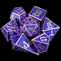 TDSO Metal Maze Copper & Blue With D4 Shard 7 Dice Polyset