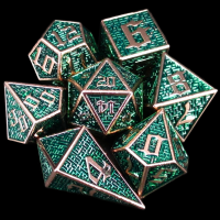 TDSO Metal Maze Copper & Green With D4 Shard 7 Dice Polyset
