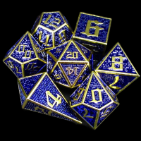TDSO Metal Maze Gold & Blue With D4 Shard 7 Dice Polyset