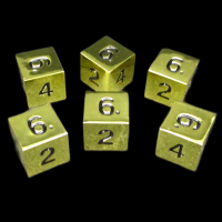CLEARANCE TDSO Metal Polished Gold Finish 6 x D6 Dice Set - Discontinued 33% Off