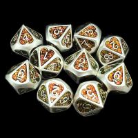 CLEARANCE TDSO Metal Silver Heart & Iridescent Mica 10 x D10 Dice Set - Discontinued 33% Off