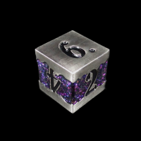 TDSO Metal Strata Antique Silver & Amethyst Mica D20 Dice