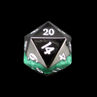 TDSO Metal Strata Black Nickel & Green D20 Dice