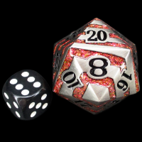 TDSO Metal Antique Silver & Amber Mica Stripe Jumbo 34mm D20 Dice 