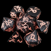 TDSO Metal 'Thor' Lightening Matt Black & Pink 7 Dice Polyset