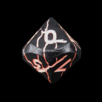 TDSO Metal 'Thor' Lightening Matt Black & Pink D10 Dice