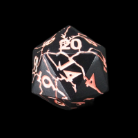 TDSO Metal 'Thor' Lightening Matt Black & Pink D20 Dice